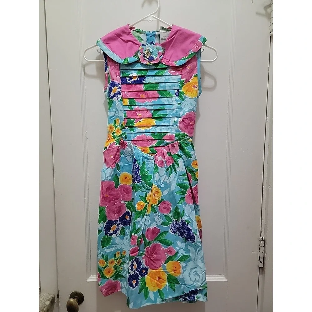 Vintage 80s Rare Editions Dress Girls Size 12 Cottagecore Garden Party